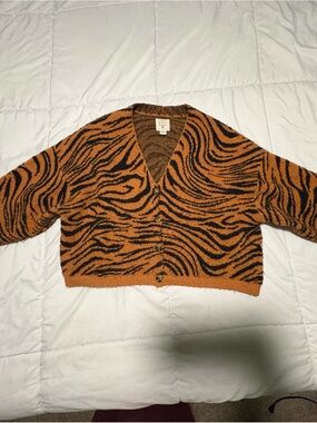 Billabong Orange and Black Tiger Stripe Cardigan